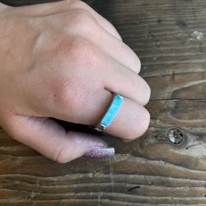 Larimar, sterling silver band